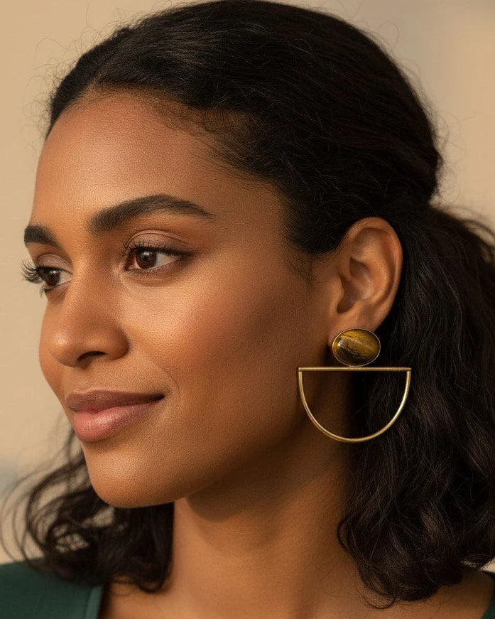 Précommande - Boucles d'oreilles en laiton Pierre