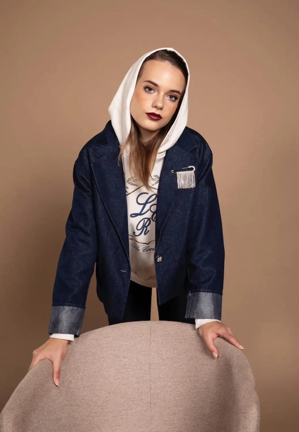 Veste jeans silver à effet métallisé