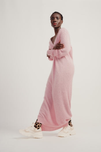 La maxi robe en maille Gaby rose