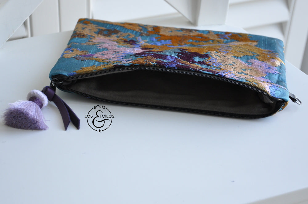 Pochette en soie turquoise