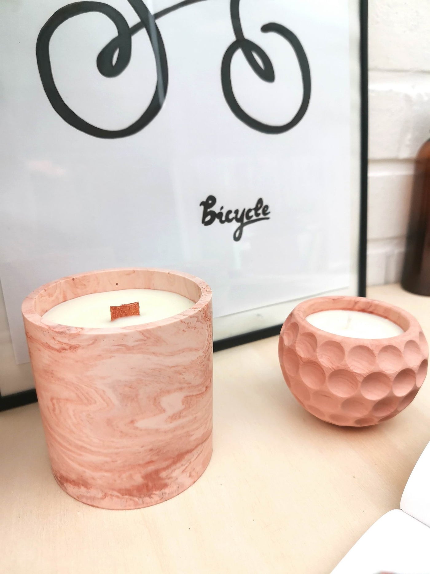 Bougie 260ml rose marbré