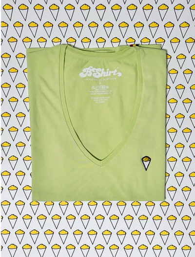 T-shirt vert pastel col V à logo Frites