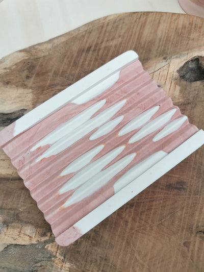 Porte-savon rose marbré