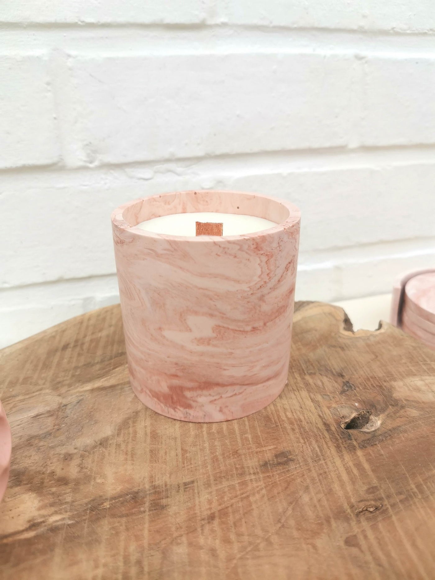 Bougie 260ml rose marbré